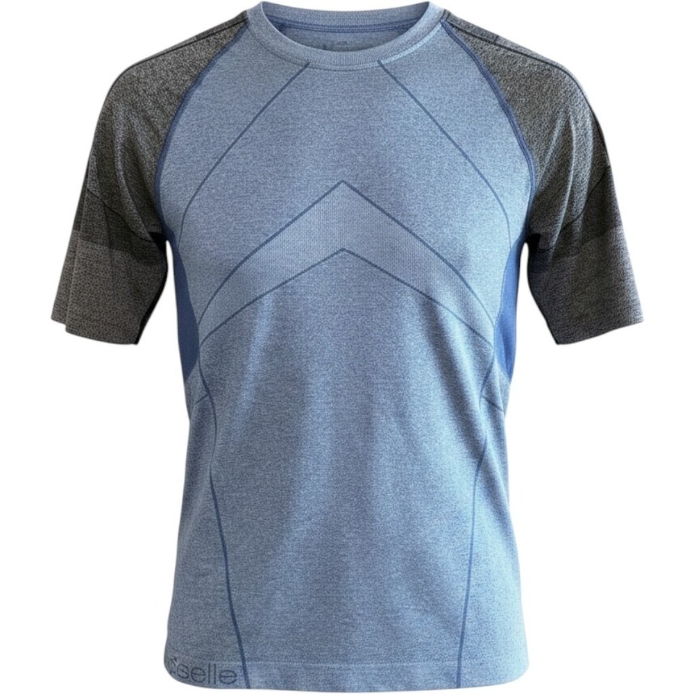 Oiselle Short Sleeve Womens Running Shirt Medium Blue/Gray